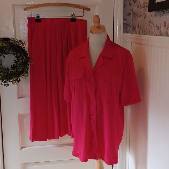 Vintage y2k 90s Ali Miles made in USA 🇺🇸 pink skirt set 12 - Picture 1 of 3